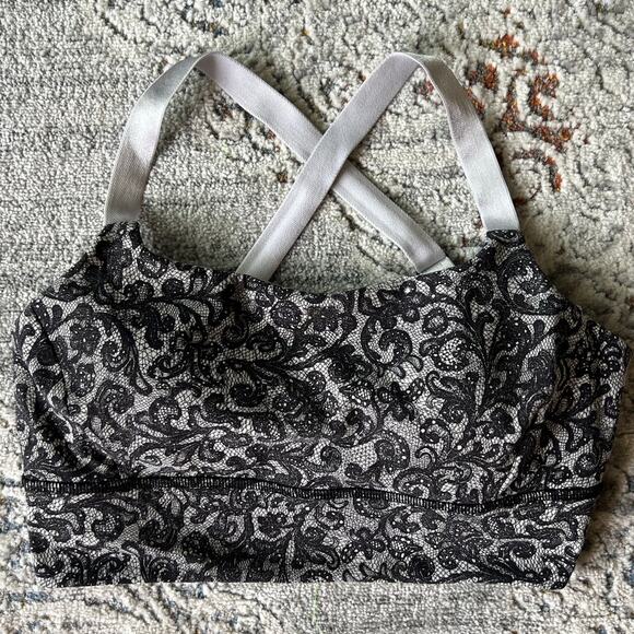 Lululemon Both Ways Bra Mini Cinder Lace White Black Size 10 - Picture 1 of 10